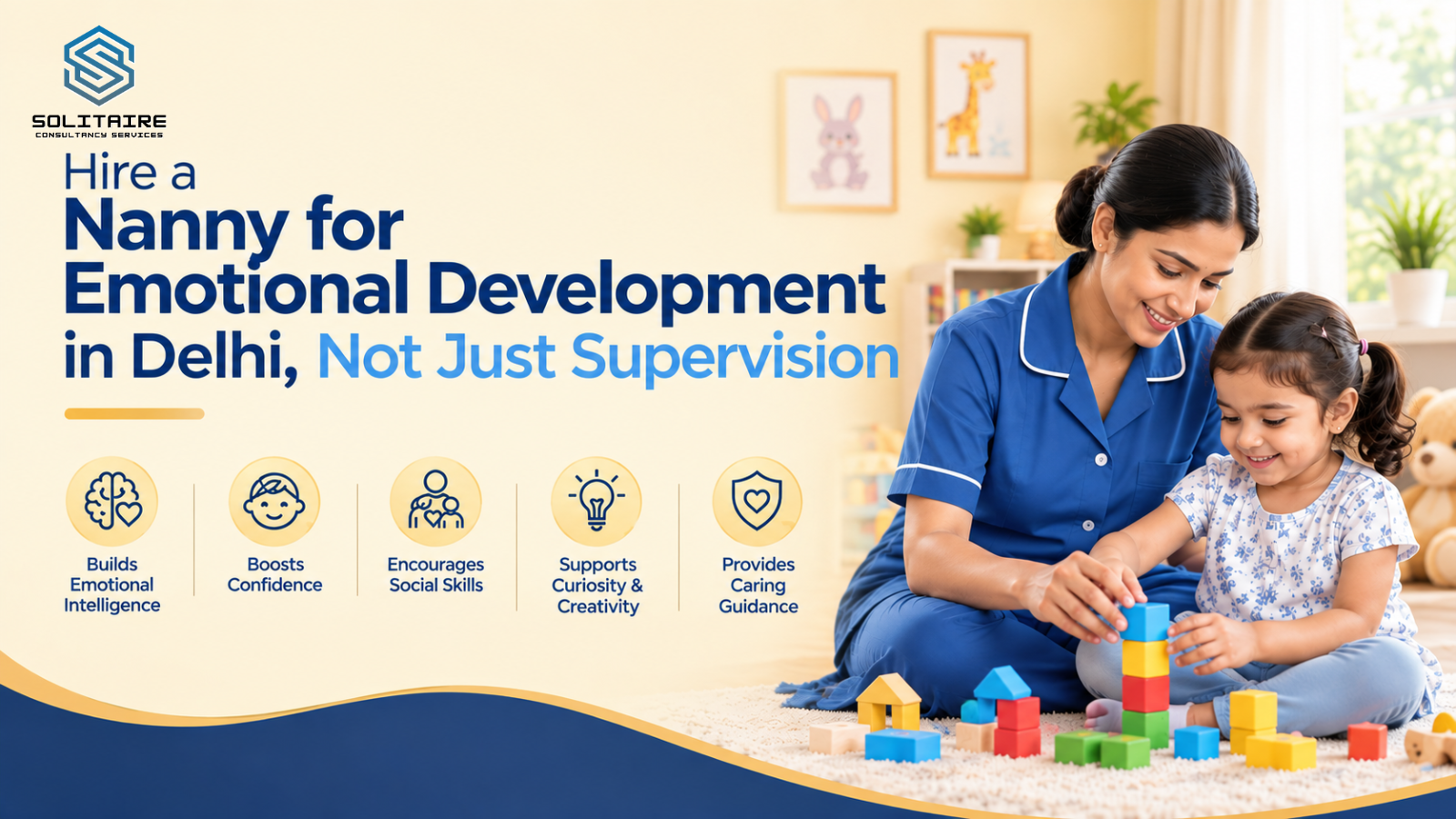 Hire a nanny in Delhi supporting a child’s emotional development through play and caring guidance