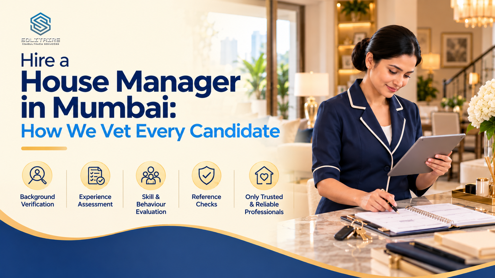 Professional house manager in Mumbai supervising staff in a luxury home
